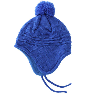 Connectyle Toddler Boys Girls Fleece Lined Knit Kids Hat With Earflap Winter Hat (Royal Blue, 6-12 Months)