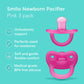 Smilo Newborn Baby Pacifier - 3 Pack Of Orthodontic Pacifiers For Babies From 0-2 Months - Expands To Support The Palate During