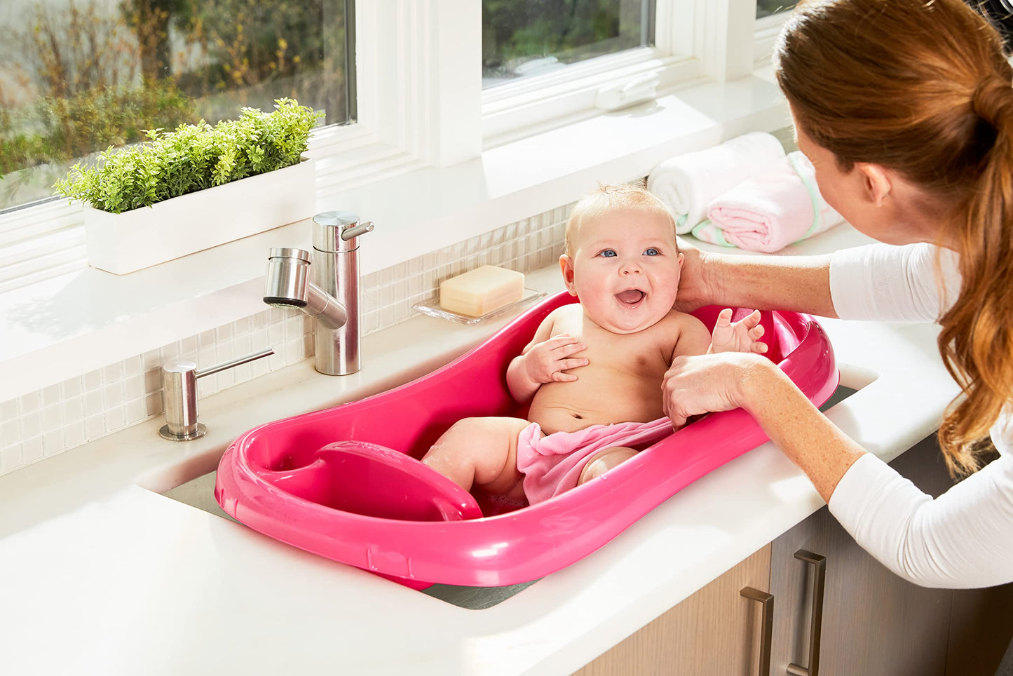 The First Years Newborn to Toddler Baby Bath Tub - Convertible 3-in-1 Baby Tub with Removable Sling - Ages 0 to 24 Months - Sure