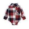 Newborn Baby Boy Girls Plaid Outfit Flannel Romper Tops Infant Long Sleeve Button Down Plaid Casual Bodysuit Clothes (0-3 Months