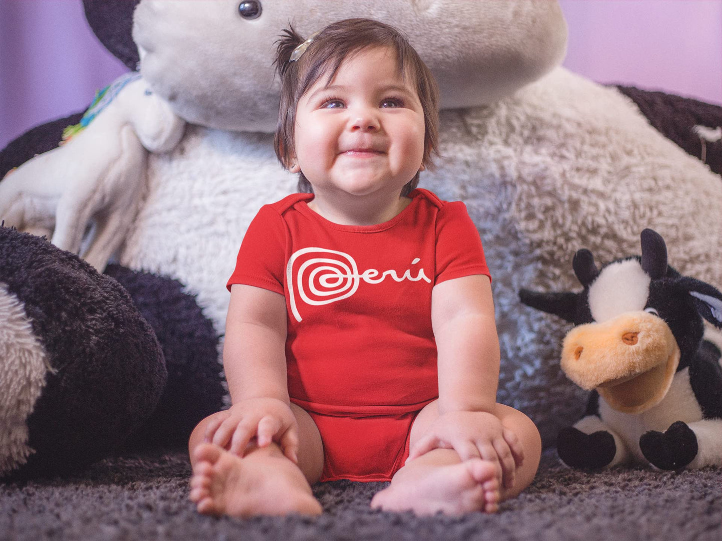 Perucousa Marca Peru One Piece Bodysuit For Babies - Peruvian Baby Clothes (12 Months, Red)