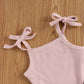 Kuriozud Newborn Infant Baby Girl 2 Piece Summer Outfits Tank Bodysuit Top + Ruffle Bloomer Shorts Set Clothes (Leopard Pink, 0-