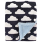 Hudson Baby Unisex Baby Plush Mink And Sherpa Blanket, Navy Clouds, One Size