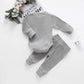 Baby Newborn Girls Boys Long Sleeve Clothes Striped Romper & Pants Set Infant Fall Winter Cotton Outfits (B-Gray, 18-24 Months)