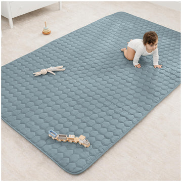 Comfy Cubs Rectangle Kids Play Mat - Large 60 X 96 Inches Soft Quilted Baby Floor Mat With Non-Slip Bottom - Plush Design For To