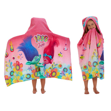 Trolls Bath/Pool/Beach Cotton Terry Hooded Towel Wrap, 24 In X 50 In, By Franco Kids