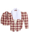 Jeetethnics Boys Beige Checked Coat Suit Set With Waistcoat Shirt And Trousers (9078Ah)