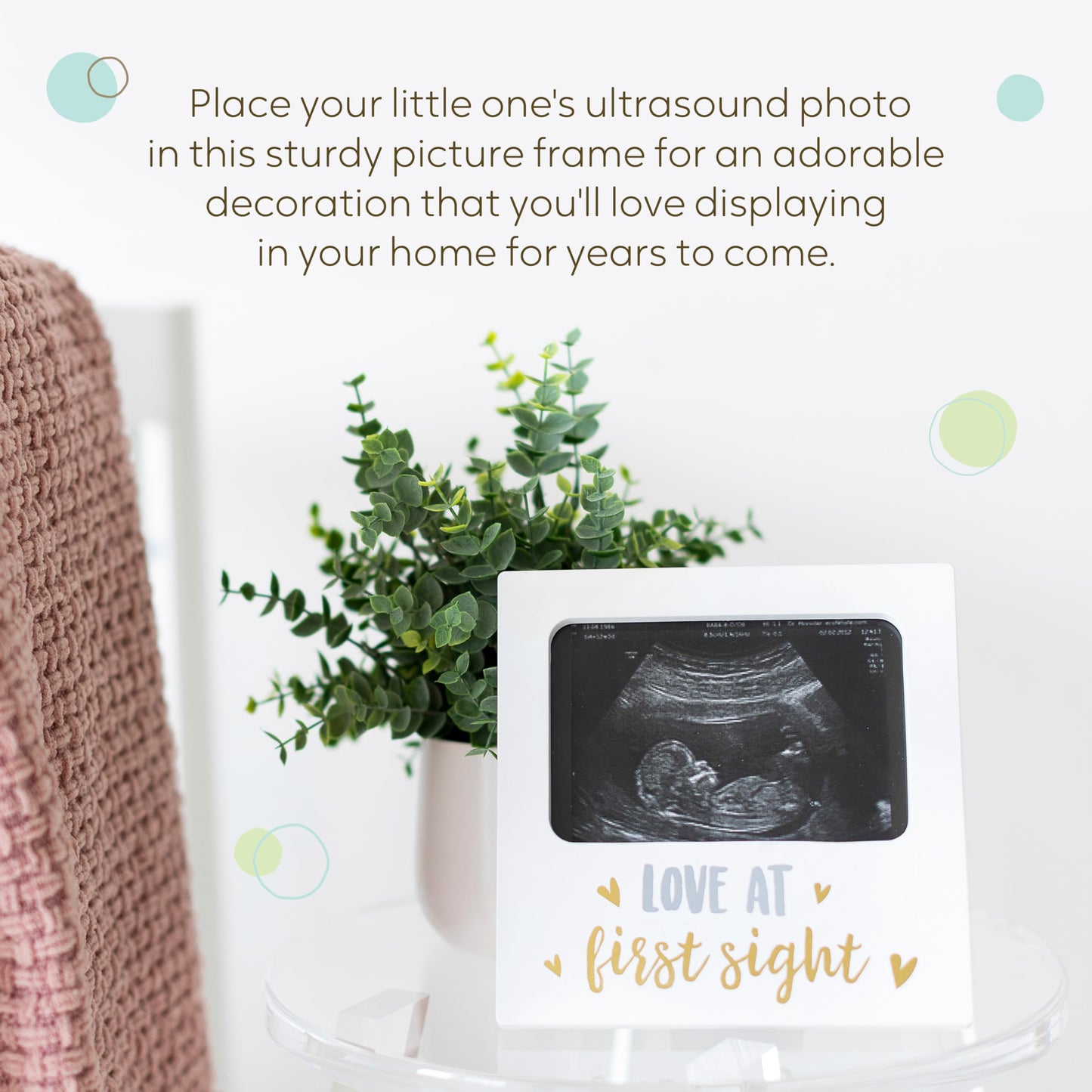 Tiny Ideas Love At First Sight Sonogram Picture Frame, Gender Neutral Ultrasound Keepsake, Ideal Pregnancy Gift, Baby Shower And