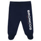 Gerber Nfl Denver Broncos 3 Pack Bodysuit Footed Pant And Cap Registry Gift Set, Blue/White Denver Broncos, 0-3M