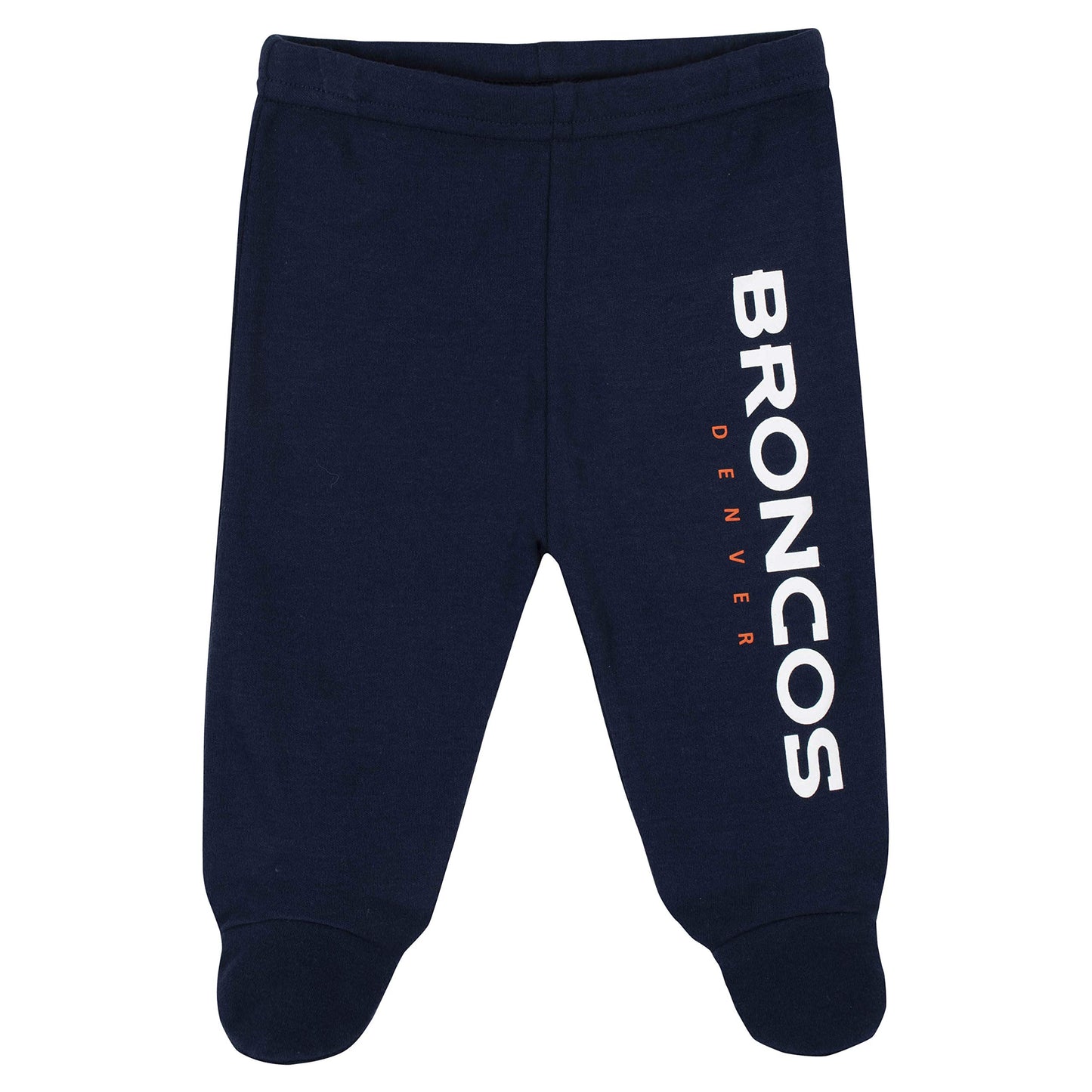 Gerber Nfl Denver Broncos 3 Pack Bodysuit Footed Pant And Cap Registry Gift Set, Blue/White Denver Broncos, 0-3M