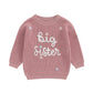Amnnchya Toddler Infant Baby Girl Knit Sweater Big Sister Little Sister Matching Outfits Long Sleeve Pullover Sweatshirt (Rose R