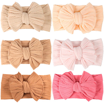 6 Pcs Baby Hair Bows Double Bows Headbands Baby Girls Nylon Headband Soft Hairbands Hair Accessories For Newborn Infant Toddler