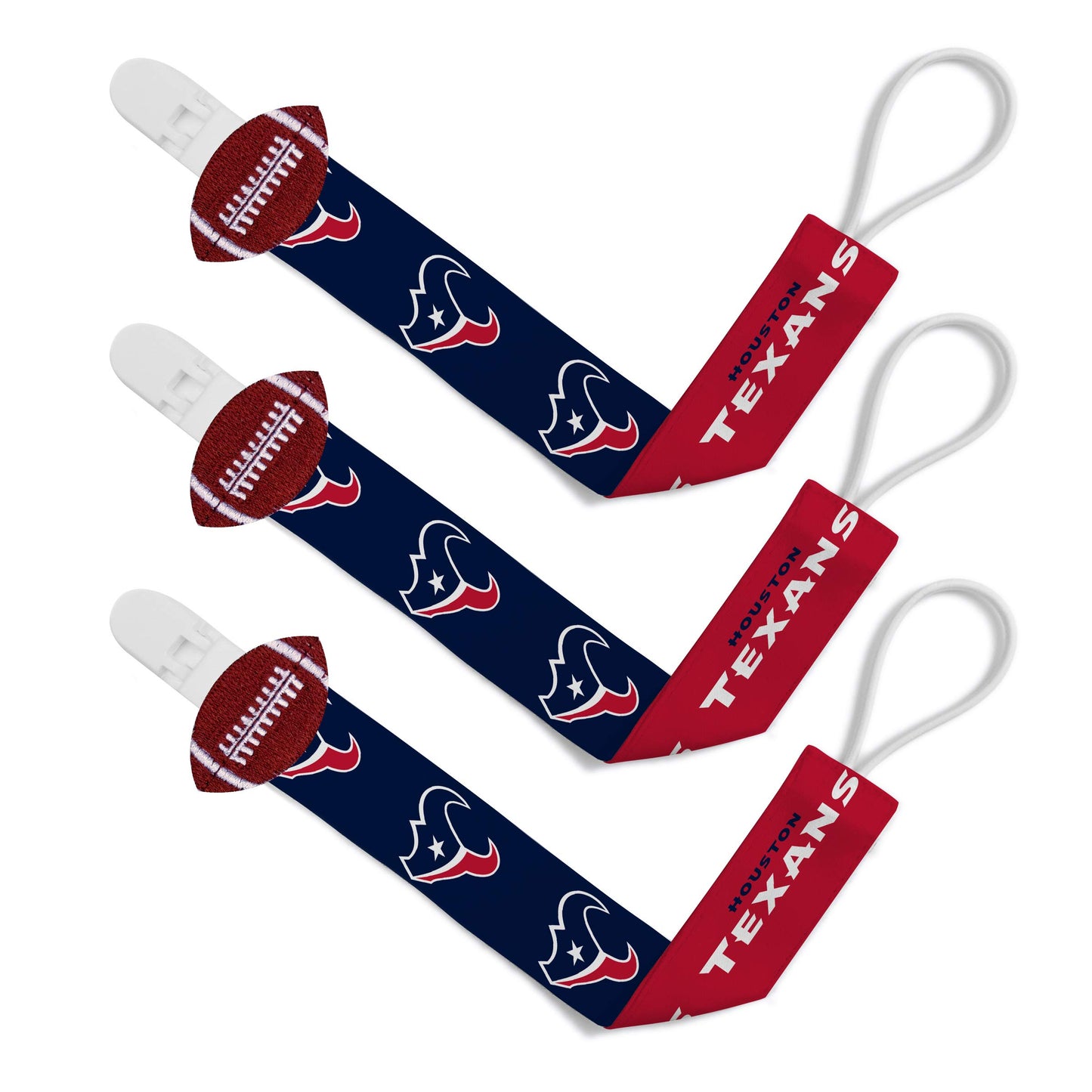 Houston Texans Pacifier Clip 3 Pack
