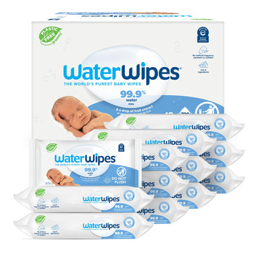 Waterwipes Plastic-Free Original Baby Wipes, 99.9% Water Based Wipes, Unscented & Hypoallergenic For Sensitive Skin, 60 Count (P