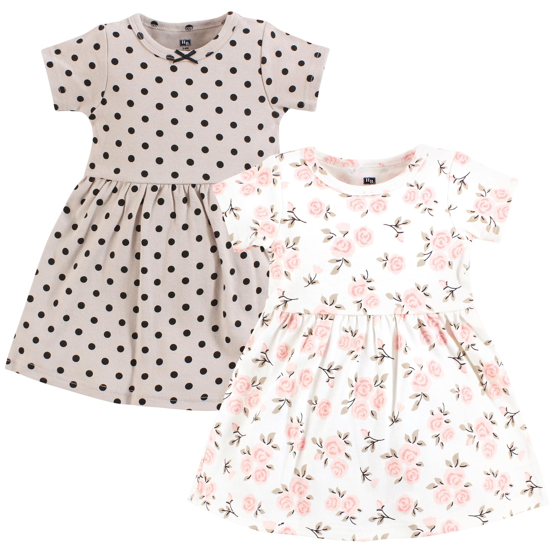Hudson Baby Baby Girls Cotton Dresses, Neutral Pink Floral, 12-18 Months