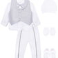 Lilax Baby Boys Newborn Gentleman Outfit Long Sleeve White Shirt With Vest And Pant 6 Piece Set 0-3 Gray