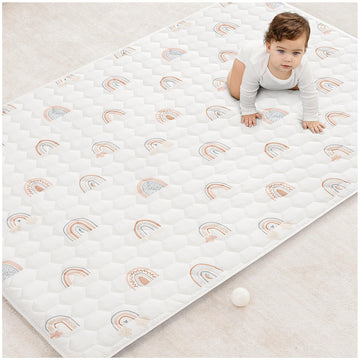 Comfy Cubs Rectangle Kids Play Mat - Medium 48 x 72 inches Soft Quilted Baby Floor Mat with Non-Slip Bottom - Plush Design for T