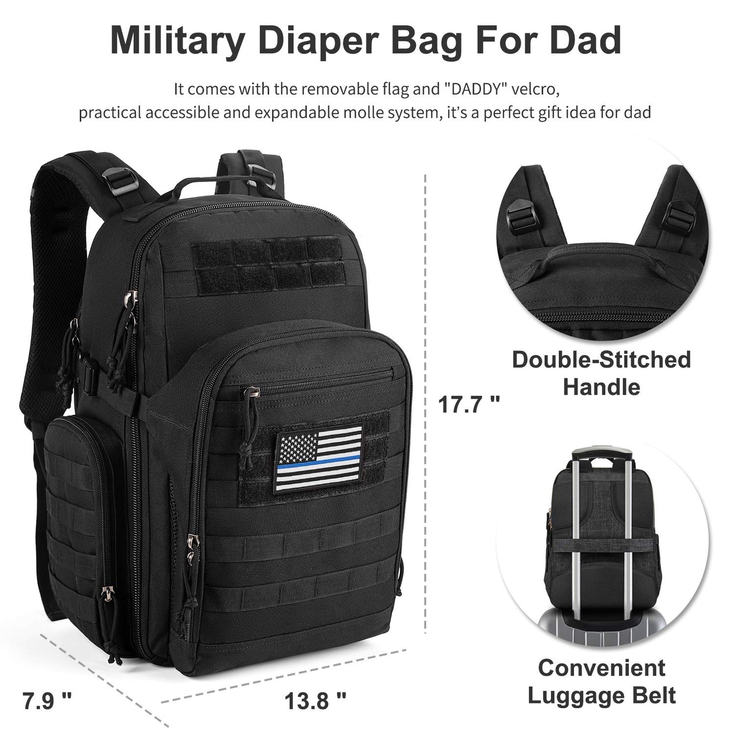 MIRACOL Military Diaper Bag for Men - Large Baby Diaper Backpack for Hiking Travel Trips Camping - Army Daddy Gear Backpack for