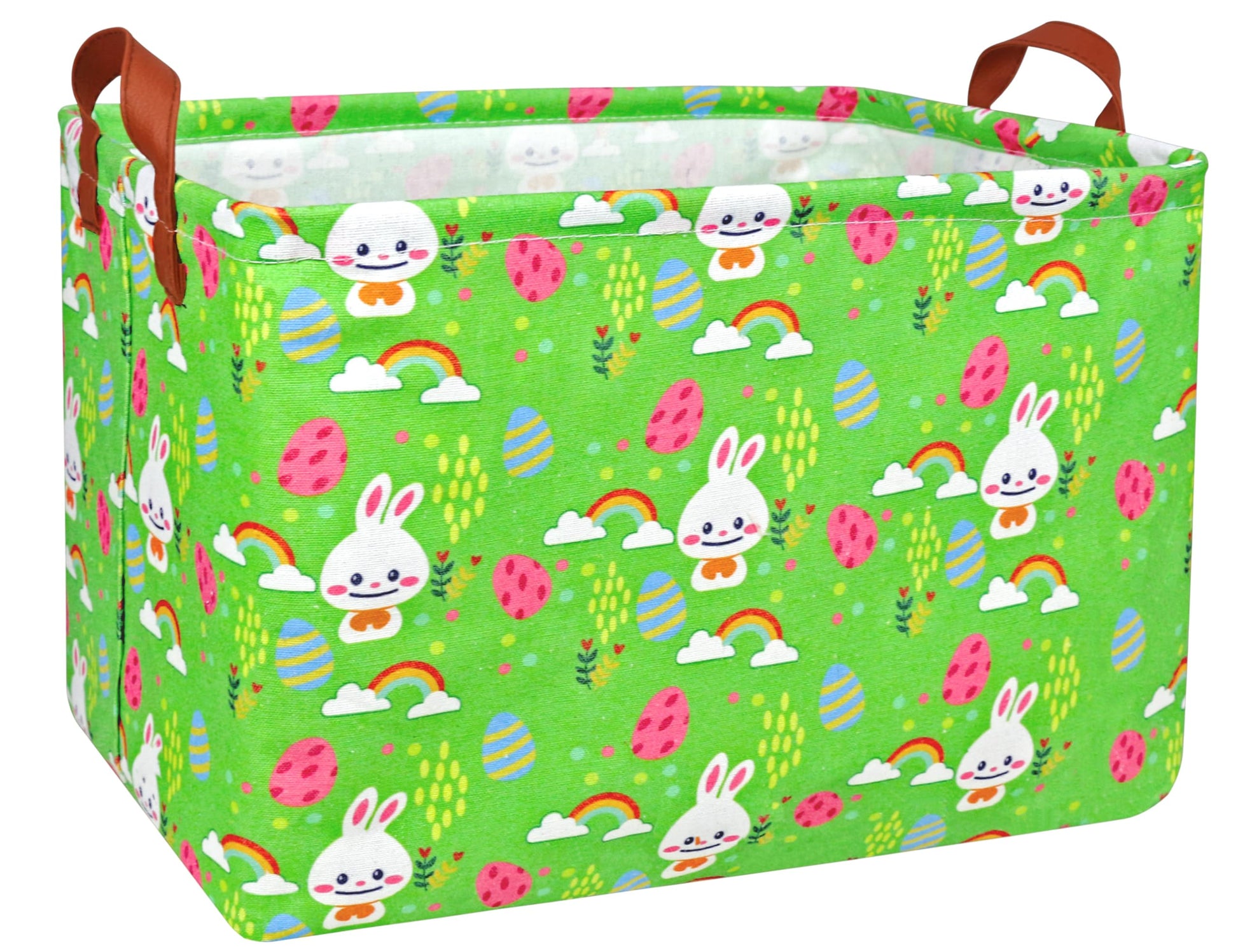 BOOHIT Large Easter Baskets for Kids Teen Boy Personalized Egg Hunting Baskets Baby Girl Fabric Empty Easter Gift Bakset ( Rainb