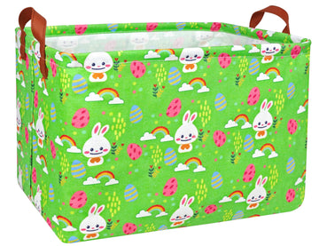 BOOHIT Large Easter Baskets for Kids Teen Boy Personalized Egg Hunting Baskets Baby Girl Fabric Empty Easter Gift Bakset ( Rainb