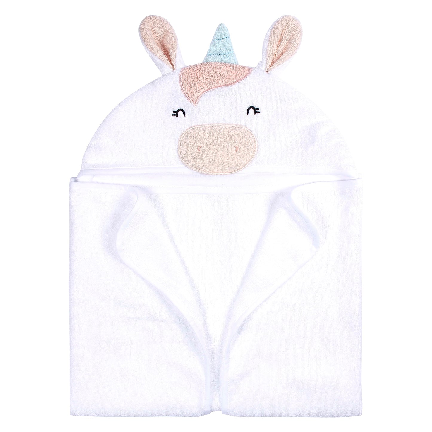 Gerber Baby 4 Piece Animal Character Hooded Towel And Washcloth Set, White Unicorn, One Size