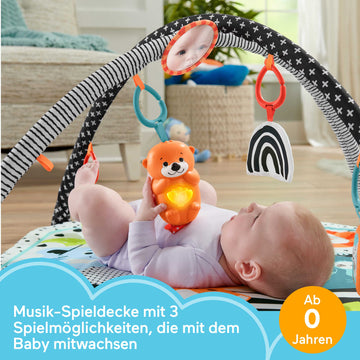 Fisher-Price 3-In-1 Music, Glow And Grow Gym, Infant Activity Play Mat For Tummy Time And Take Along