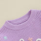 Toddler Infant Baby Girl Knit Sweater Big Sister Little Sister Matching Outfits Long Sleeve Pullover Sweatshirt (Purple, 18-24 M