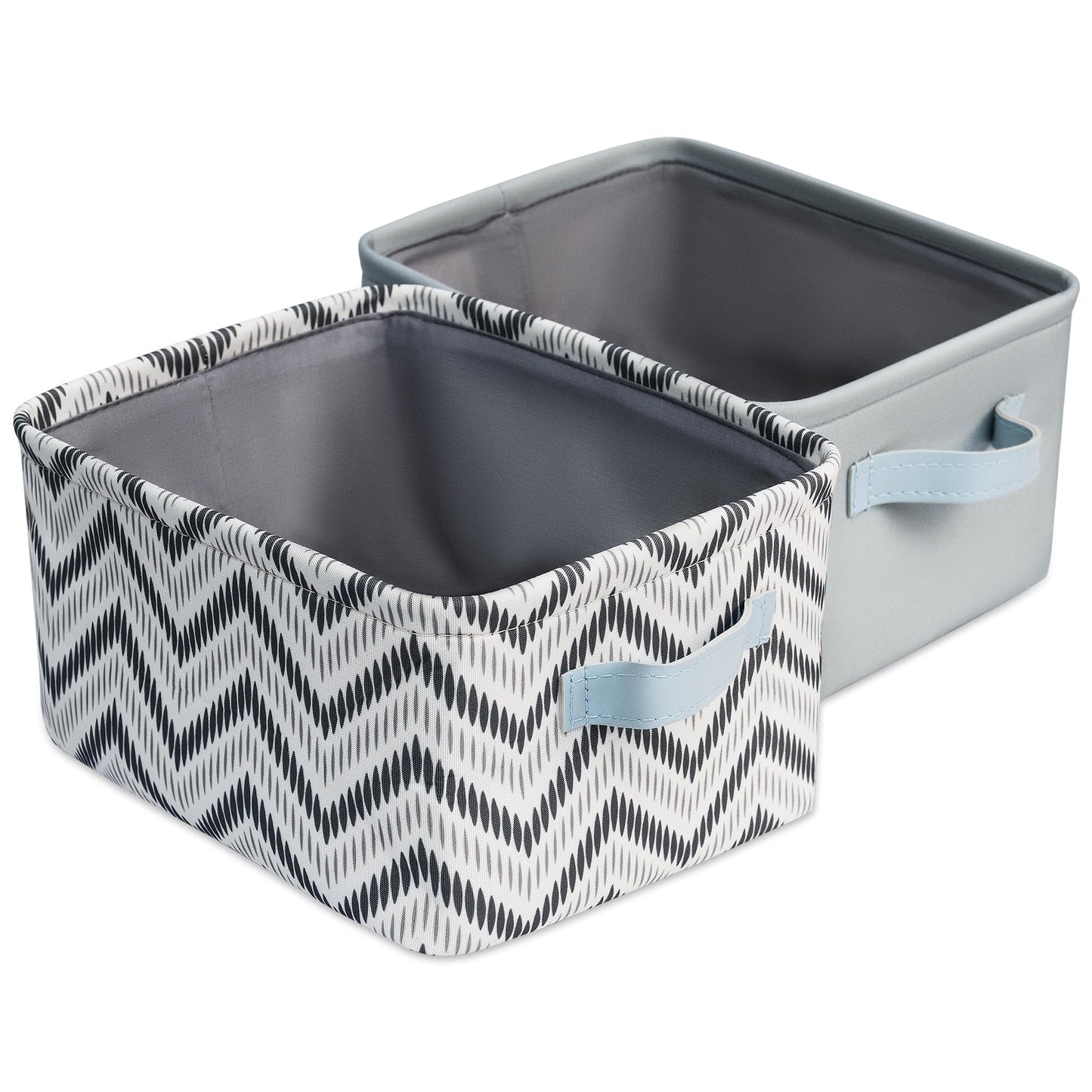 MY LITTLE ZONE Kids Storage Bins - 2 Pack Baby Hamper for Nursery - Neutral & Chevron Fabric Storage Bins - Collapsible Basket -