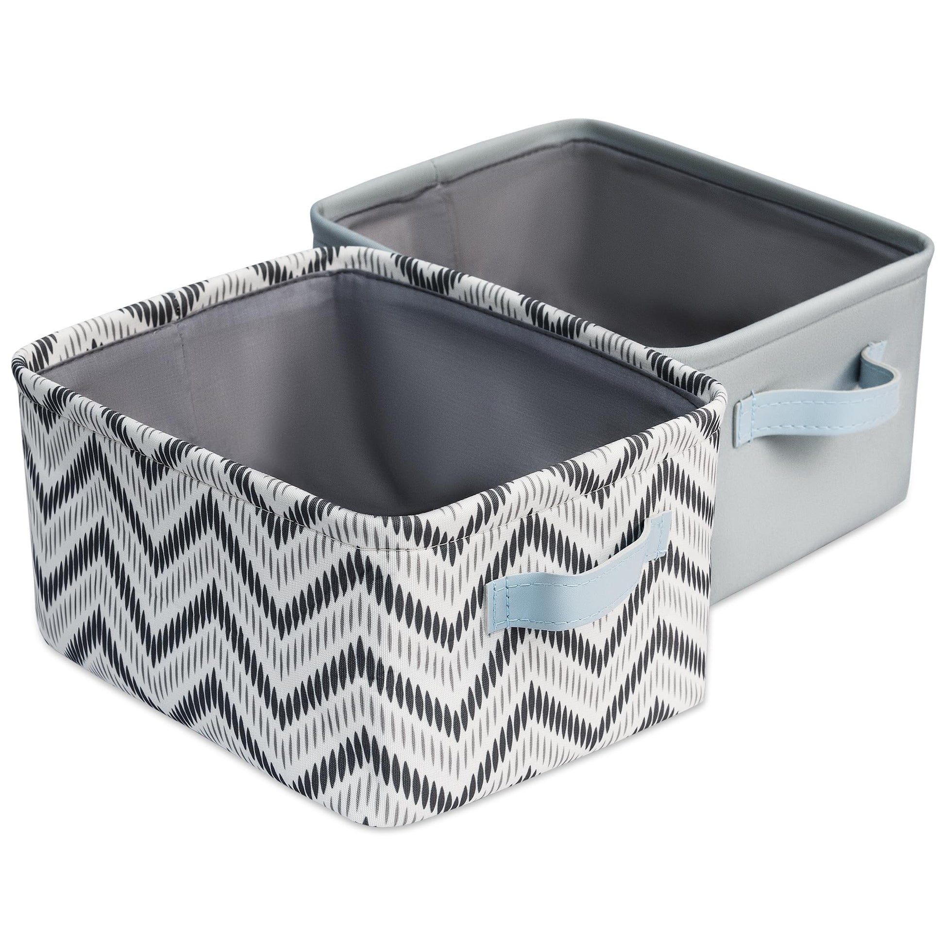 MY LITTLE ZONE Kids Storage Bins - 2 Pack Baby Hamper for Nursery - Neutral & Chevron Fabric Storage Bins - Collapsible Basket -