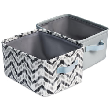 MY LITTLE ZONE Kids Storage Bins - 2 Pack Baby Hamper for Nursery - Neutral & Chevron Fabric Storage Bins - Collapsible Basket -