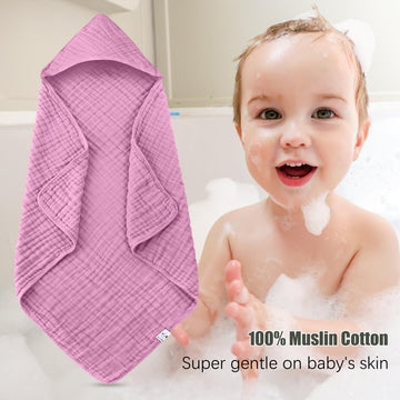 Spotted Play 2 Pack Hooded Baby Towels - 100% Muslin Cotton For Newborns, Infants, Toddlers - Large 32X32 Inch Size - Highly Abs