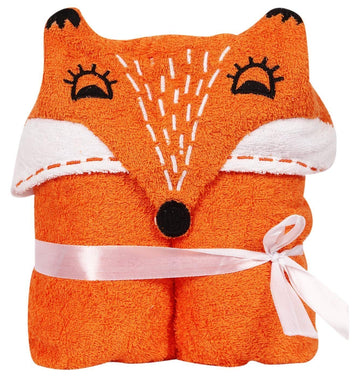 Kritarth Handicrafts Pure Cotton Fox Design Baby Hooded Towel Cum Bath Towel, 50 * 100 cm, Baby Bath Towel, Baby Towel, Baby Sho