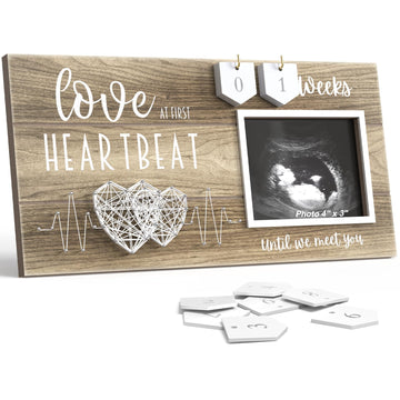 Baby Sonogram Picture Frame With Countdown Weeks - Standard 4'X3' Ultrasound Photo - Pregnancy Announcements Ideas - Gender Re