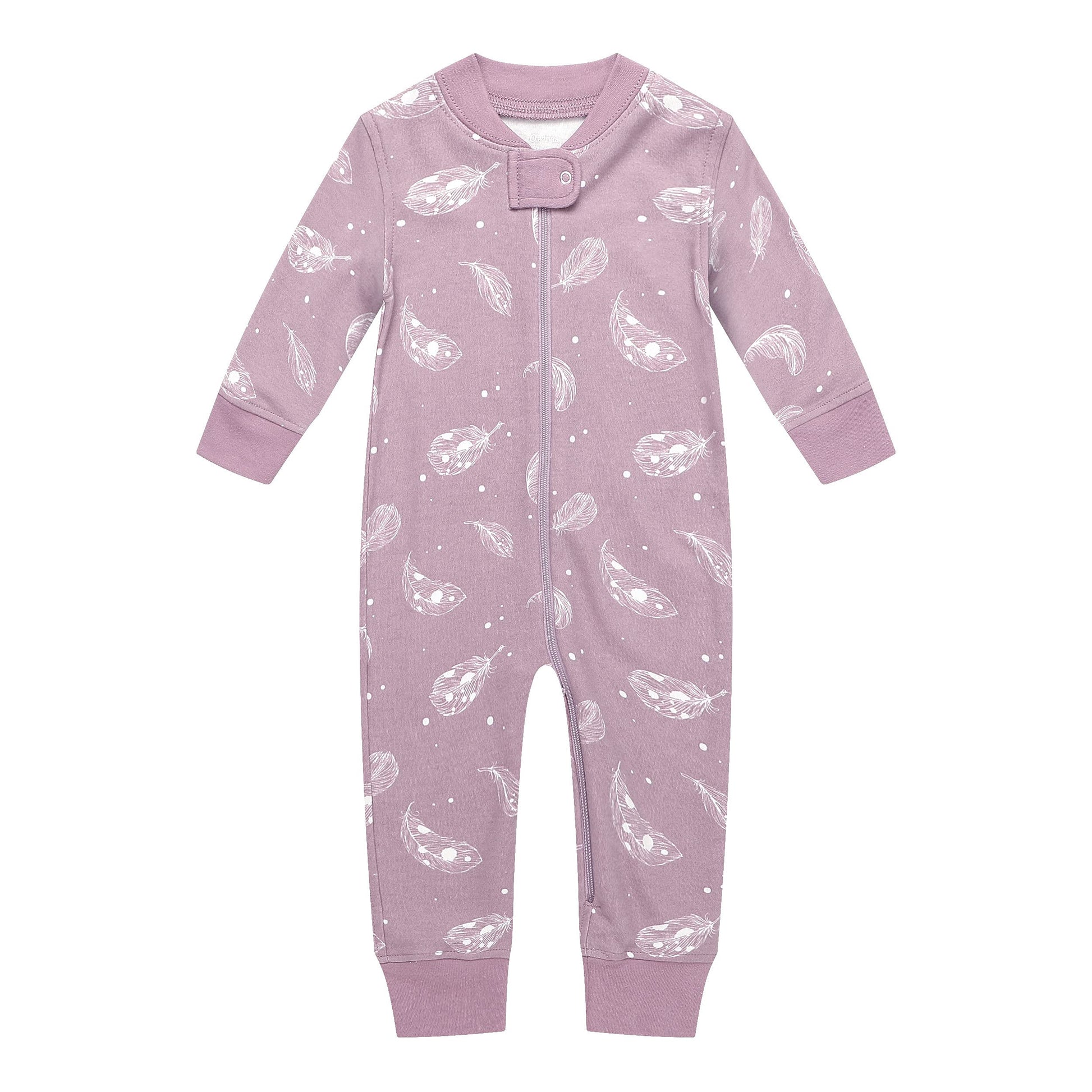 Owlivia Organic Cotton Baby Boy Girl Zip Up Sleep N Play, Footless, Long Sleeve(12-18 Months, Feather Mauve)