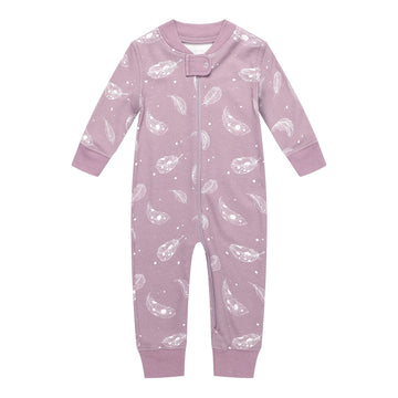 Owlivia Organic Cotton Baby Boy Girl Zip Up Sleep N Play, Footless, Long Sleeve(12-18 Months, Feather Mauve)