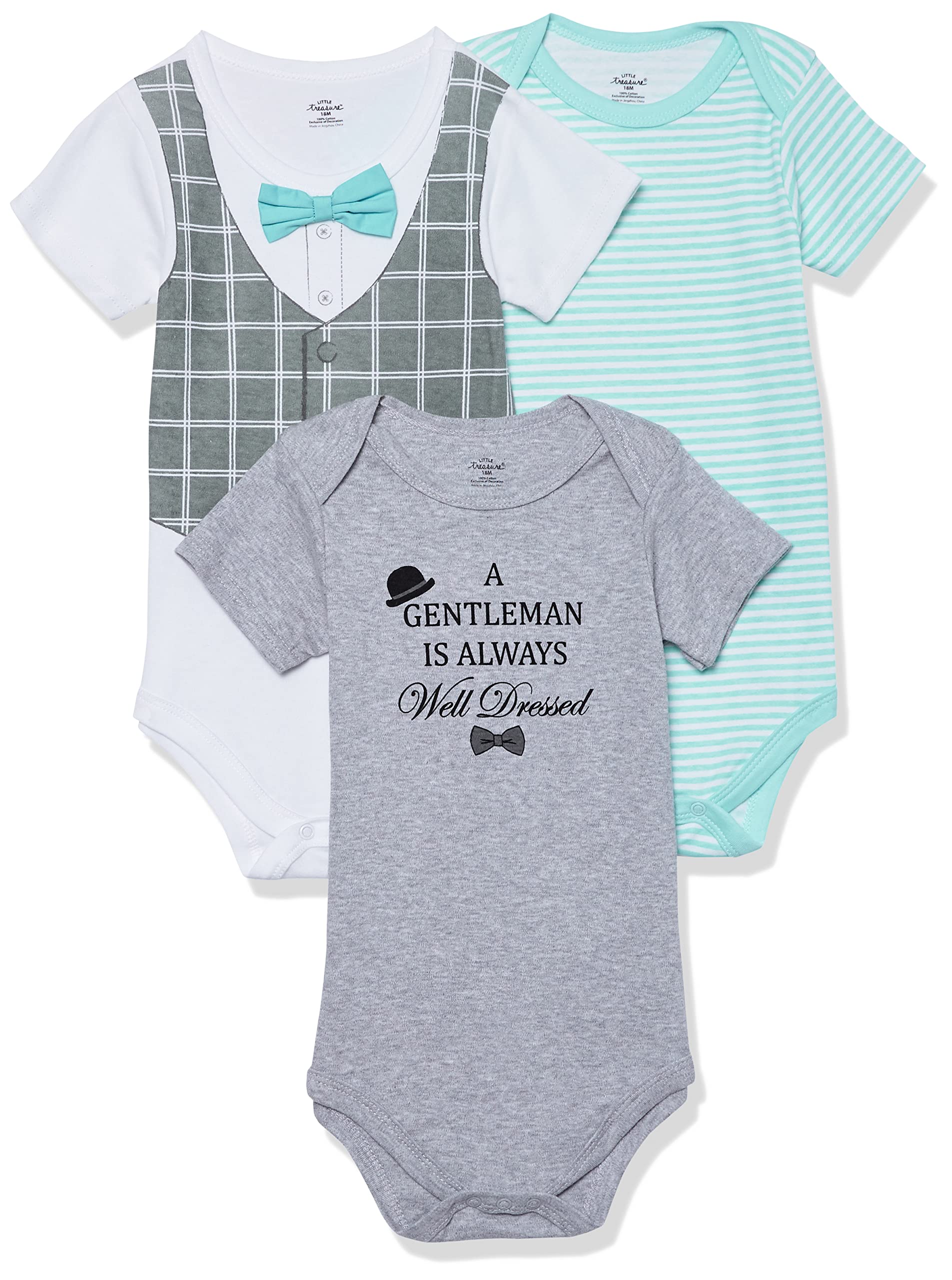 Little Treasure Unisex Baby Cotton Bodysuits, Well Dressed, 3-6 Months – Cutebab WBBAPB07PD6VHR4