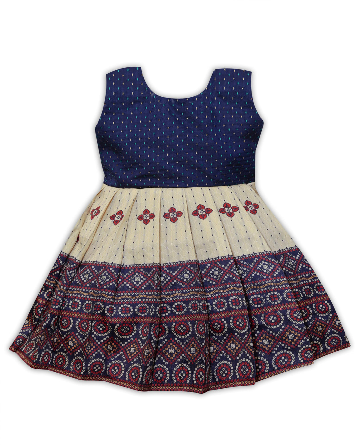 Pw Platypus World South Indian Traditional Pattu Pavadai Jacquard Silk Frock Dress For Baby Girls (12 Years, Blue & White)
