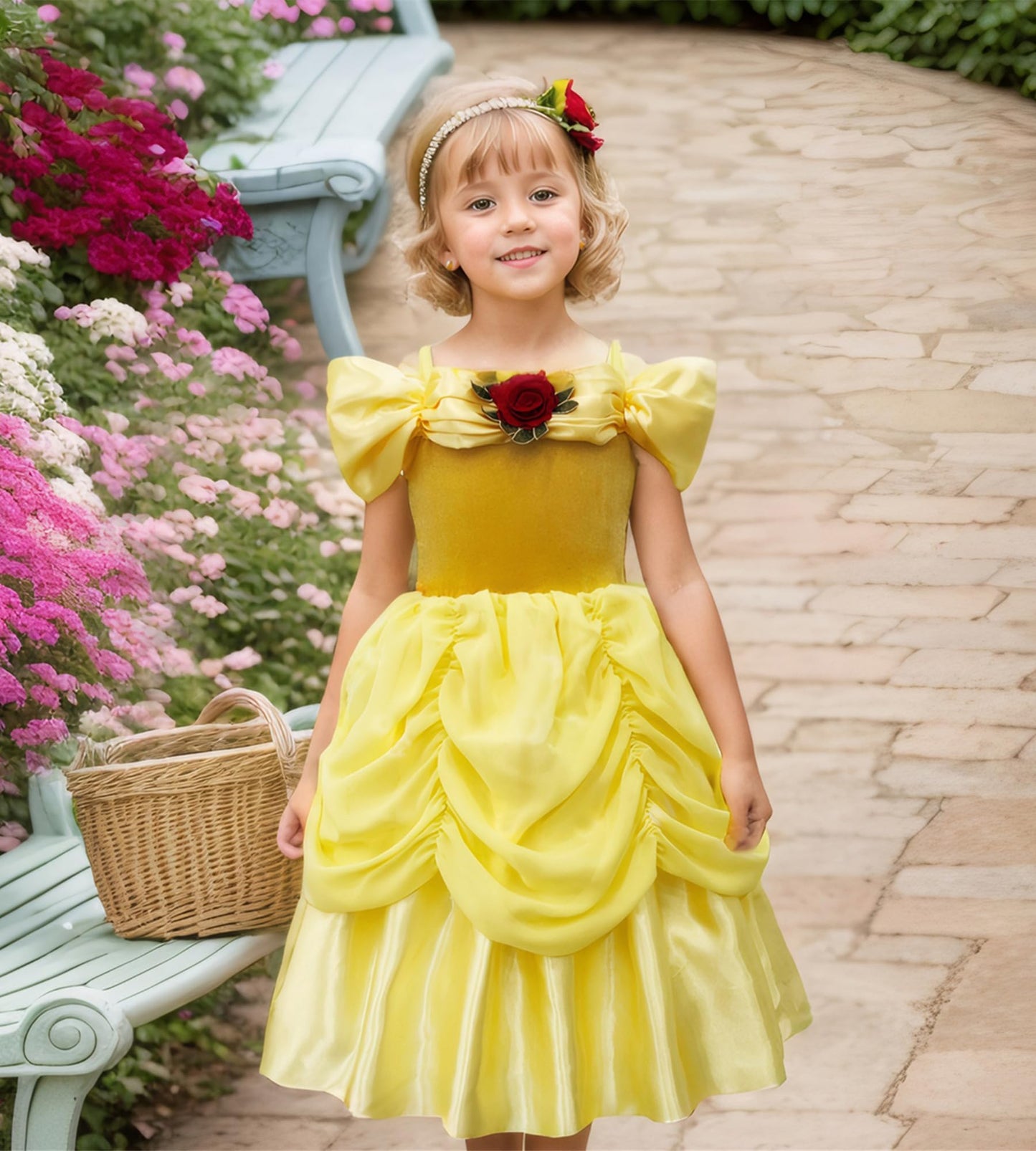Axaxa Belle Costume For Girls Belle Dress Birthday Party Halloween Costume Cosplay Dress Up For Girls