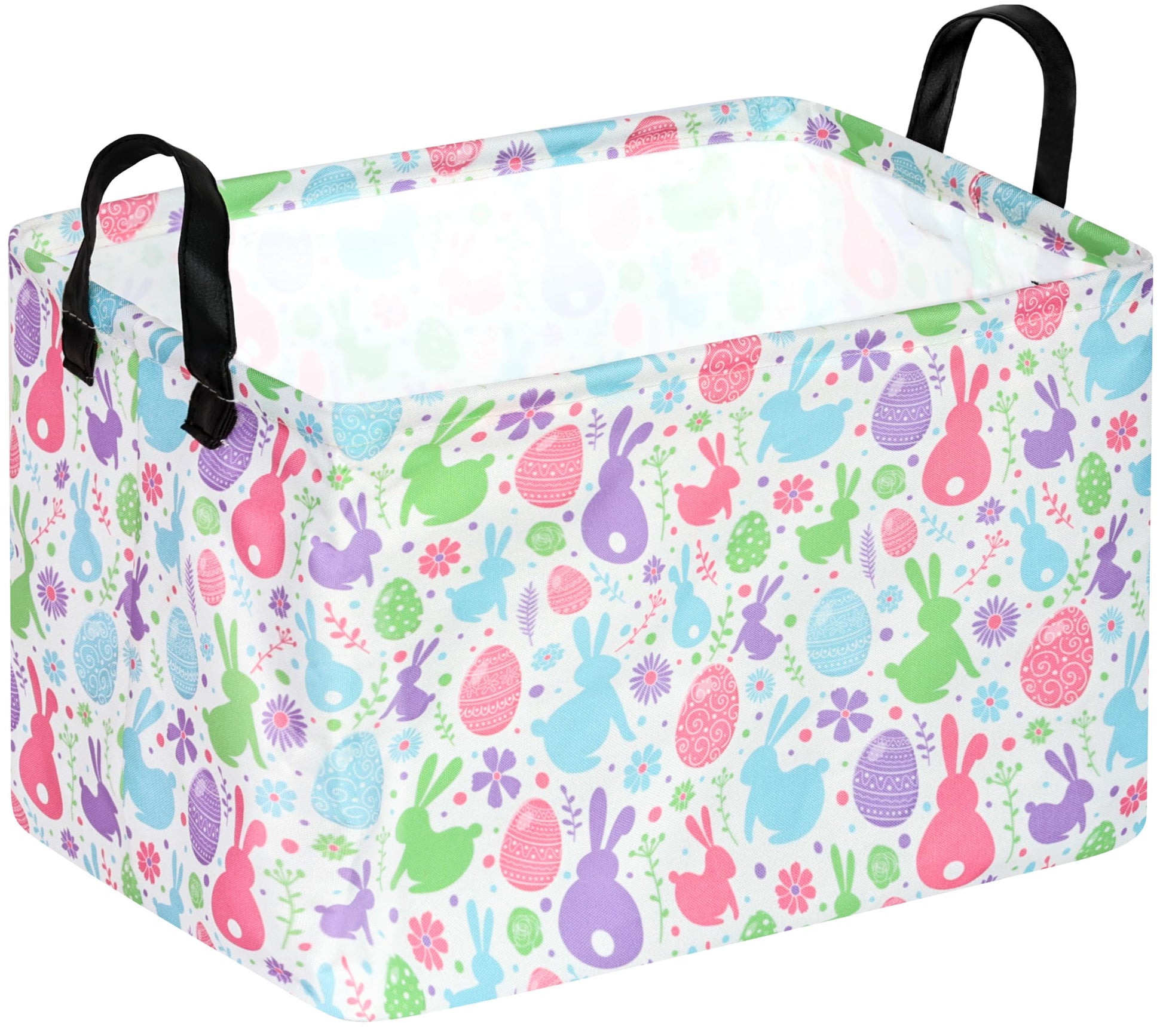Easter Storage Basket Eggs Bunny Flower Cube Kids Waterproof Storage Bins Organizer,Foldable Closet Shelf Baskets with handles f