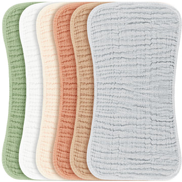 Konssy Muslin Baby Burp Cloths Sets For Unisex- 6 Pack Large 100% Cotton Burping Clothes For Newborn