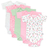 Honestbaby Short Sleeve Bodysuits One-Piece 100% Organic Cotton For Infant Baby Girls, 5-Pack Tutu Cute, Newborn