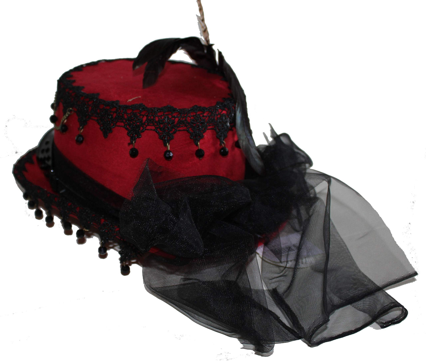 Navillus Sales Deluxe Velvet 4.25 Inch Steampunk Top Hat With Removable Goggles (Red)