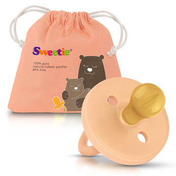 Sweetie Rubber Pacifier Natural Rubber Pacifier Rounded (Light Pink, 0-6 Month)