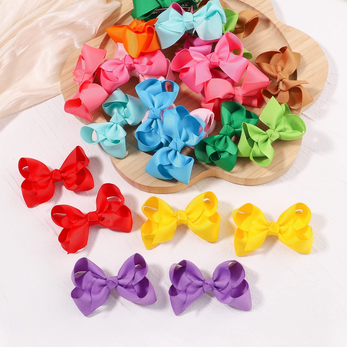 50Pcs 3Inch Hair Bows For Girls Grosgrain Ribbon Toddler Hair Accessories With Alligator Clips For Toddlers Baby Girls Kids Teen