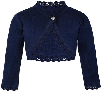Lilax Baby Girls Knit Long Sleeve Button Closure Bolero Cardigan Shrug 6-9 Months Navy