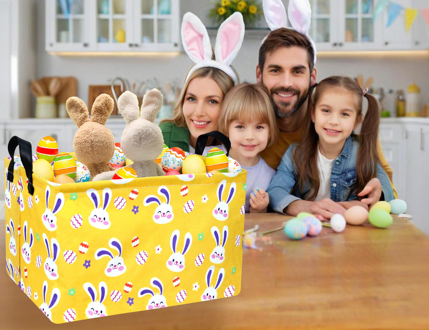 Boohit Large Easter Baskets For Kids Personalized Baby Girl Easter Basket Cute Teen Boy Spring Decor (Golden Bunny Egg)