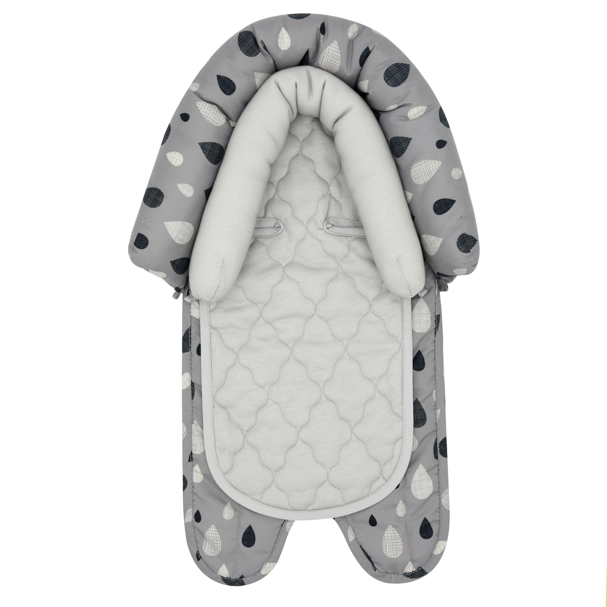 Travel Bug Baby & Toddler 2-in-1 Head Support Duo Head Support for Car Seats, Strollers & Bouncers (Black/Grey/White), 8x2.75x10