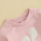Lagkiyoj Easter Outfit Baby Girl Boy Bunny Embroidery Sweatshirt Romper Infant Long Sleeve Bodysuit Newborn Spring Outfit
