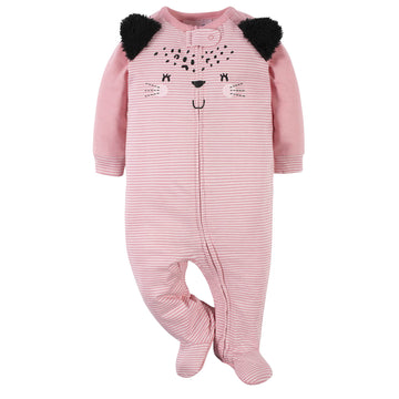 Gerber Baby Girls 2-Pack Sleep 'N Play Leopard Pink 3-6 Months