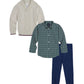 Tommy Hilfiger Boys' 3-Piece Sweater Set, Matching Button-Down Shirt, Sweater & Pants, Oatmeal Plaid, 0-3 Months